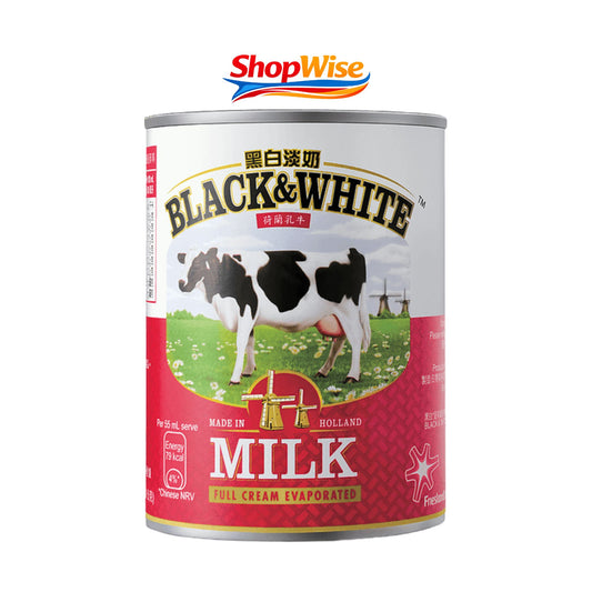 BLACK & WHITE FULL CREAM EVAPORATED MILK 410GM