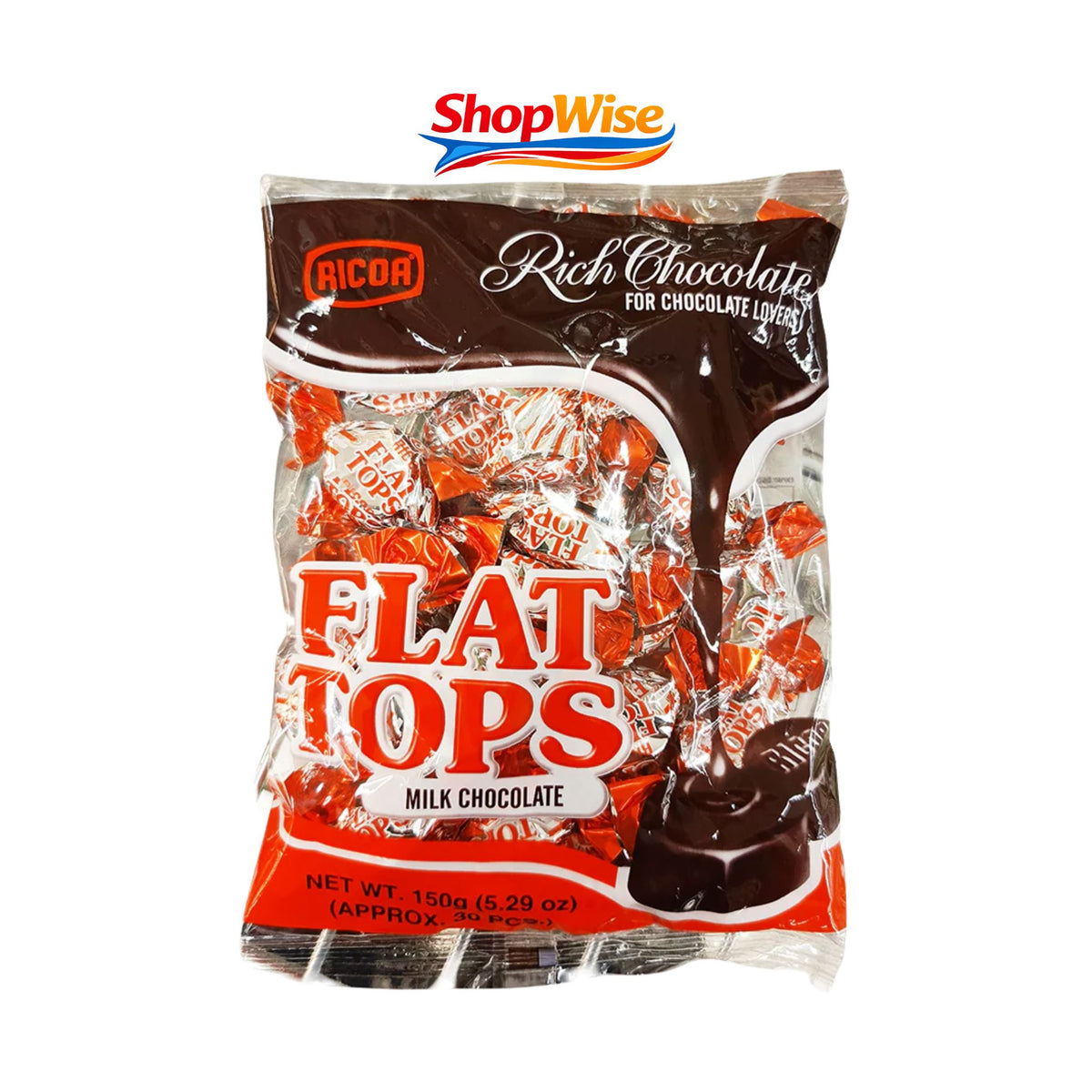 RICOA FLAT TOPS MILK CHOCO 150GM